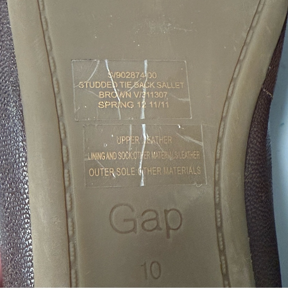 GAP Brown Studded Tie Back Ballet Style Flats - Picture 7 of 14